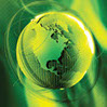 Stock photo of a green globe. 